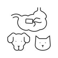 salmonelosis perro y gato línea icono vector ilustración