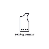 Vector sign sewing pattern symbol is isolated on a white background. icon color editable.