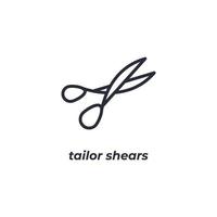 Vector sign tailor shears symbol is isolated on a white background. icon color editable.