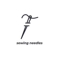 Vector sign sewing needles symbol is isolated on a white background. icon color editable.