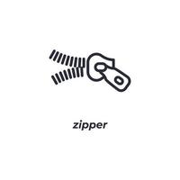 Vector sign zipper symbol is isolated on a white background. icon color editable.