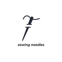 Vector sign sewing needles symbol is isolated on a white background. icon color editable.