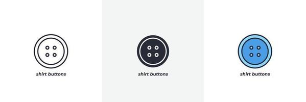 icono de botones de camisa. línea, versión en color de contorno sólido y relleno, contorno y signo de vector relleno. símbolo de idea, ilustración de logotipo. gráficos vectoriales