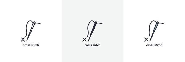 cross stitch icon. Line, solid and filled outline colorful version, outline and filled vector sign. Idea Symbol, logo illustration. Vector graphics