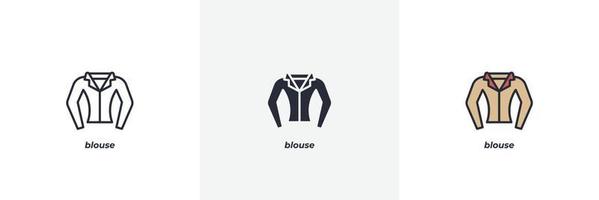 icono de blusa. línea, versión en color de contorno sólido y relleno, contorno y signo de vector relleno. símbolo de idea, ilustración de logotipo. gráficos vectoriales