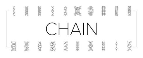 chain metal connection link icons set vector