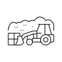 Ilustración de vector de icono de línea de tractor de vertedero
