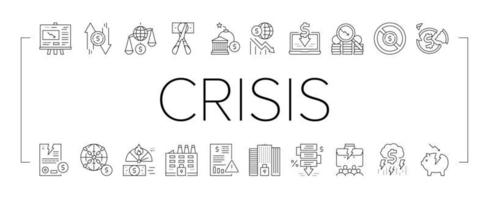 World Financial Crisis Collection Icons Set Vector