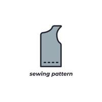 Vector sign sewing pattern symbol is isolated on a white background. icon color editable.