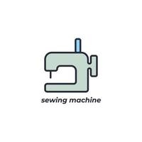 Vector sign sewing machine symbol is isolated on a white background. icon color editable.