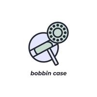 Vector sign bobbin case symbol is isolated on a white background. icon color editable.