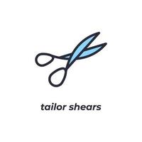 Vector sign tailor shears symbol is isolated on a white background. icon color editable.