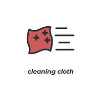 Vector sign cleaning cloth symbol is isolated on a white background. icon color editable.