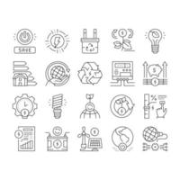 Energy Saving Tool Collection Icons Set Vector