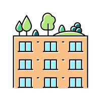 trees and bushes on building roof color icon vector illustration