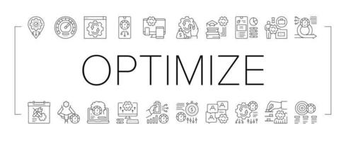 Optimize Operations Collection Icons Set Vector