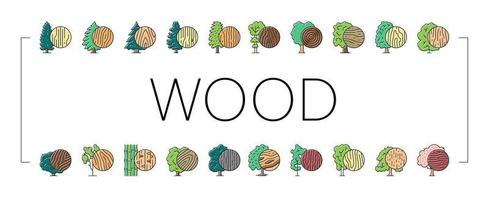 Wood Land Growth Natural Tree Icons Set Vector