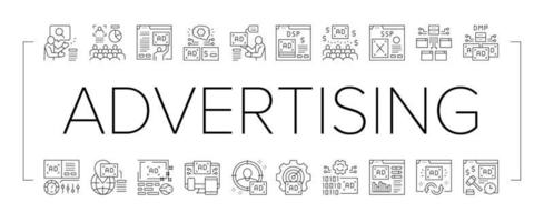 Programmatic Advertising Service Icons Set Vector