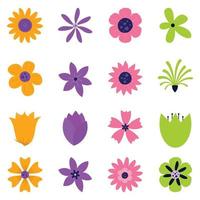 colección de flores planas. impresiones artísticas de primavera con elementos botánicos. Felices Pascuas. estilo folclórico. cartel para vacaciones de primavera. vector