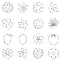 Outline Flower collection. Spring art prints with botanical elements. Happy Easter. Folk style. Poster for spring holiday. vector
