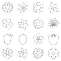 Outline Flower collection. Spring art prints with botanical elements. Happy Easter. Folk style. Poster for spring holiday. vector