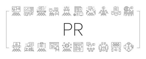 Pr Public Relations Collection Icons Set Vector