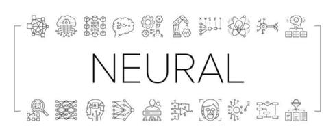 conjunto de iconos de red neuronal y colección de ai vector