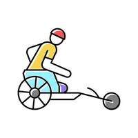 carrera de equitación en bicicleta atleta discapacitado color icono vector ilustración