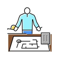 ingeniero trabajador color icono vector ilustración