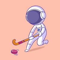 astronauta de muy buen humor jugando hoki vector