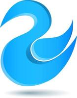 Blue twitter bird logo with swirl shape vector