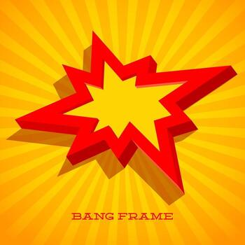 Retro card with explosion sign as text frame vector