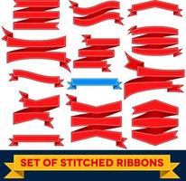 Set of colorful bent ribbons with seam vector