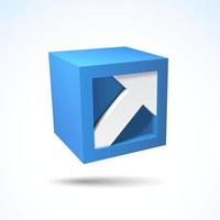 Blue vector 3D cube logo with arrow