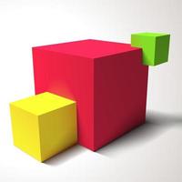 composición con cubos de colores brillantes. rojo, verde y amarillo vector