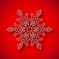 Beautiful snowflake with shadow on red background vector