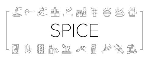 Spice Condiment Herb Collection Icons Set Vector