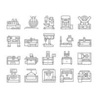 Metal Working Machine Collection Icons Set Vector