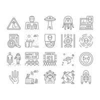 Ufo Guest Visiting Collection Icons Set Vector