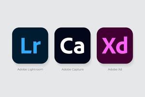 Adobe Lightroom, Adobe Capture and Adobe Xd logos vector