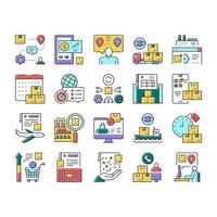 Supply Chain Management System Icons Set Vector