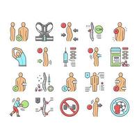 Scoliosis Disease Collection Icons Set Vector