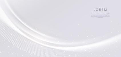 Luxury grey and white curved lines background with white lines and effect sparkle. vector