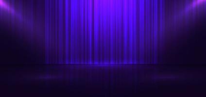 plataforma de escenario azul y púrpura con escena de cortina de foco. elegante entretenimiento de lujo y piso vacío en contra. vector