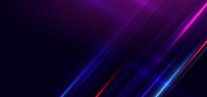 Abstract technology futuristic glowing blue and pink  light lines with speed motion blur effect on dark blue background. vector