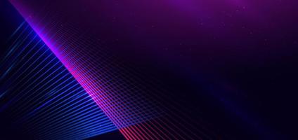 Abstract technology futuristic glowing blue and pink  light lines with speed motion blur effect on dark blue background. vector