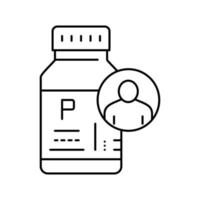 Ilustración de vector de icono de línea de probióticos de contenedor