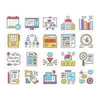 Planning Work Process Collection Icons Set Vector