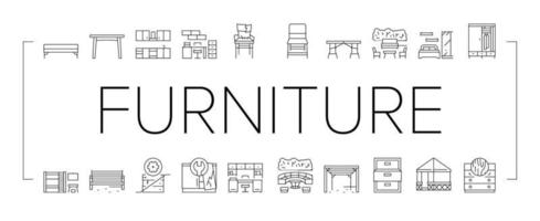 Furniture For Home And Backyard Icons Set Vector