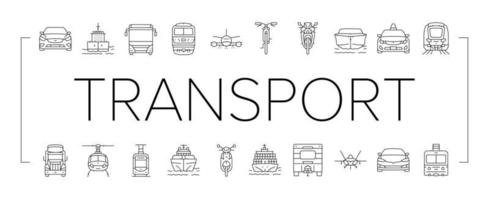 transport truck car vehicle ship icons set vector